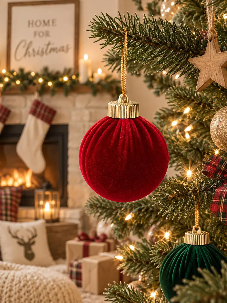 BOLAS DE NAVIDAD TERCIOPELO 8 CM 4