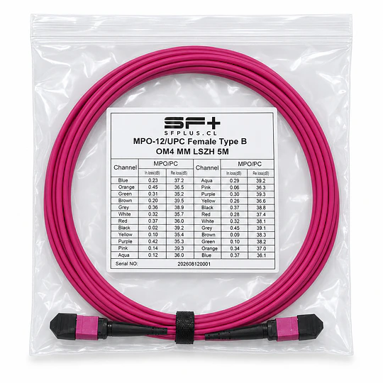 Cable MPO-12/UPC Female Type B OM4 LSZH de 5 mt
