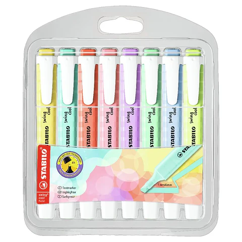 Set 8 Destacadores Stabilo Swing Cool Pastel