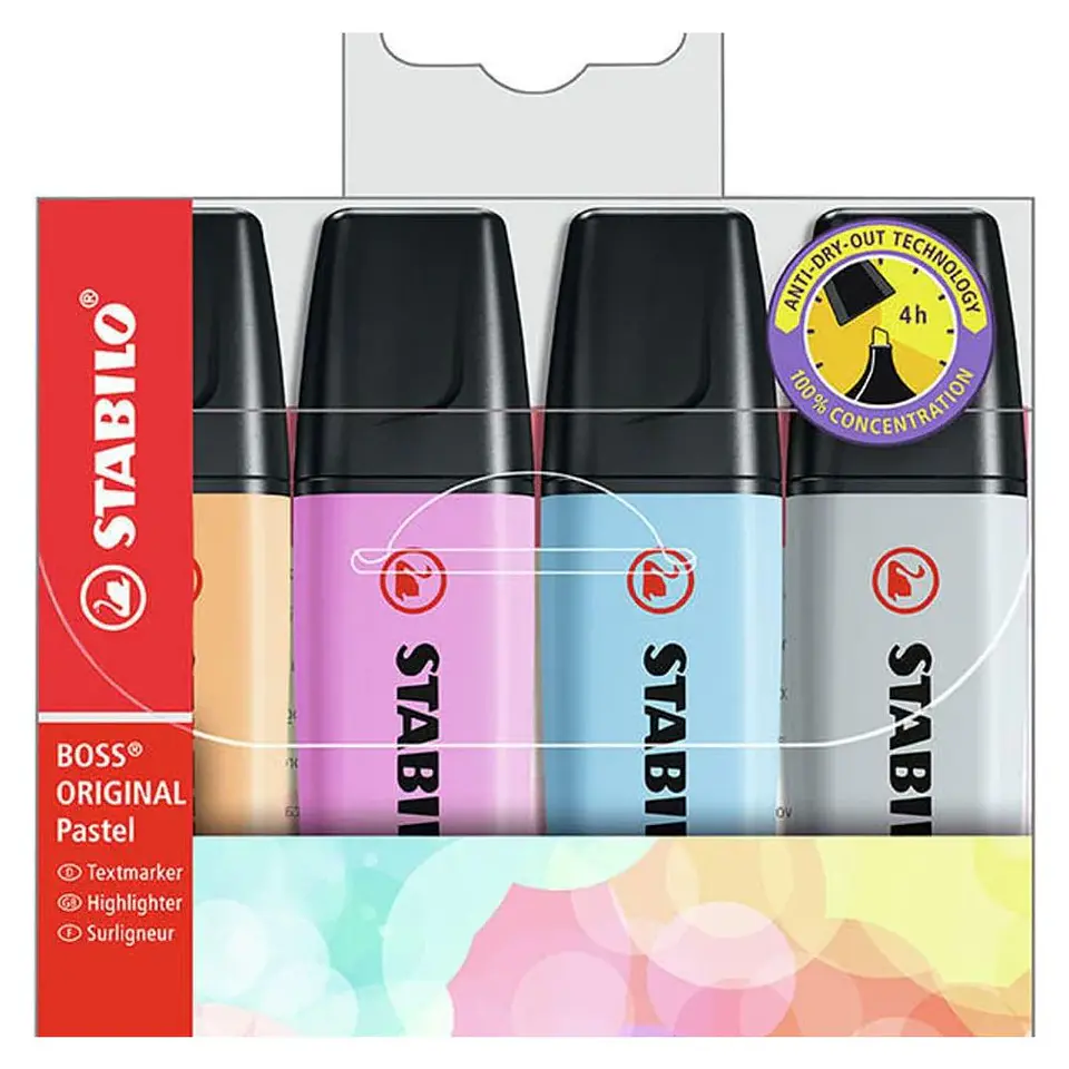 Set 4 Destacadores Stabilo Boss Pastel 1