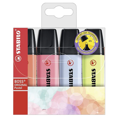 Set 4 Destacadores Stabilo Boss Pastel 