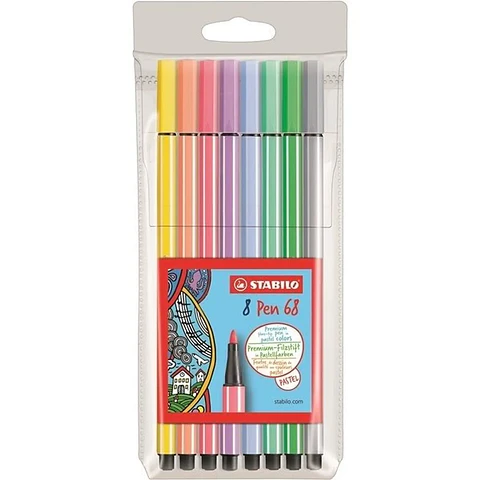 Set 8 Stabilo Pen 68 colores pastel