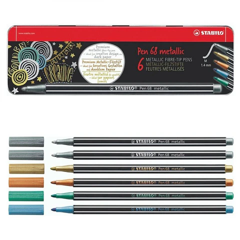 Set 6 Marcadores Pen 68 Stabilo Metallic