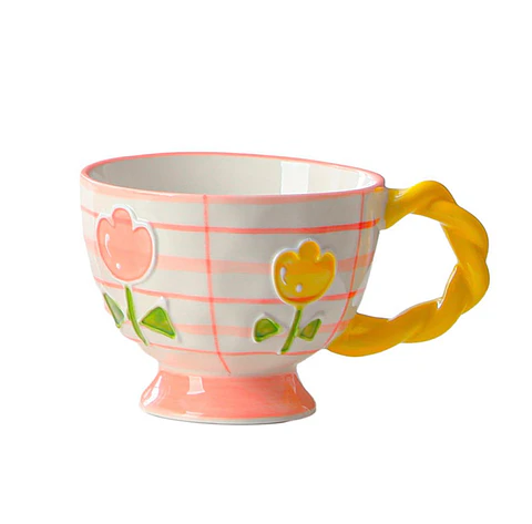 Taza estilo vintage flores