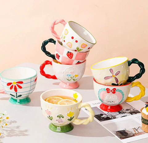 Taza estilo vintage flor