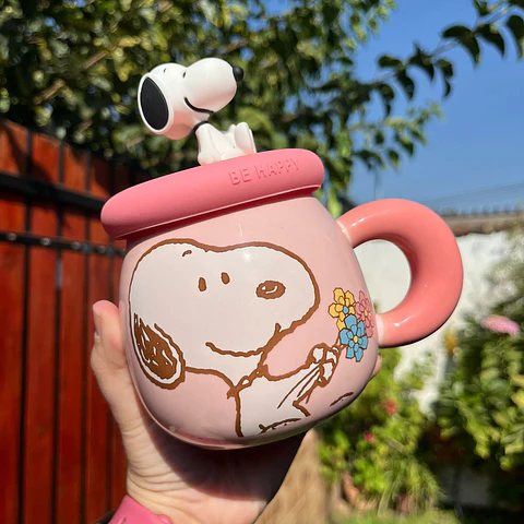 Taza Snoopy Rosada 500ml