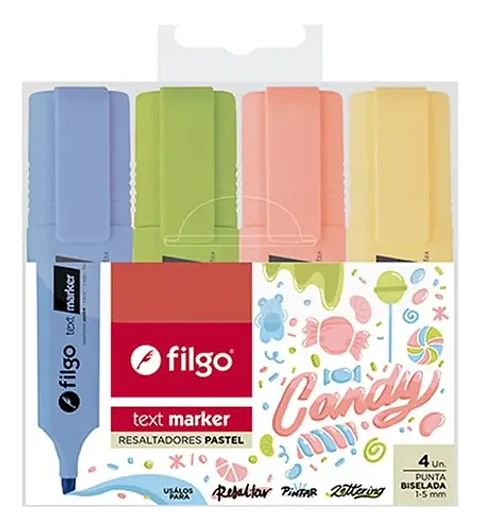 Set 4 destacadores pastel 