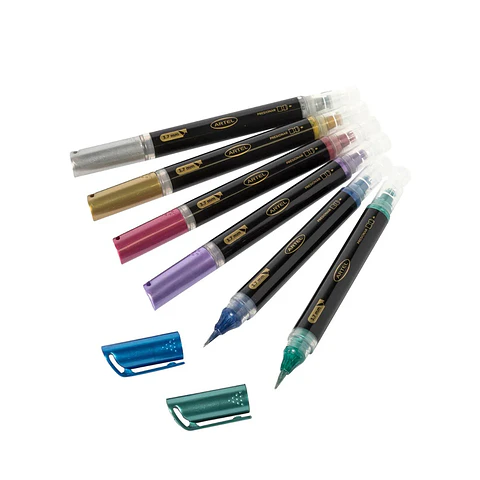 Set 6 marcadores Brush Click colores metálicos 