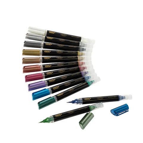 Set 12 marcadores Brush Click colores metálicos 