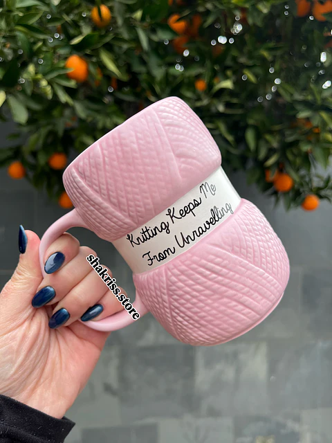 Taza Ovillo de Lana rosado 