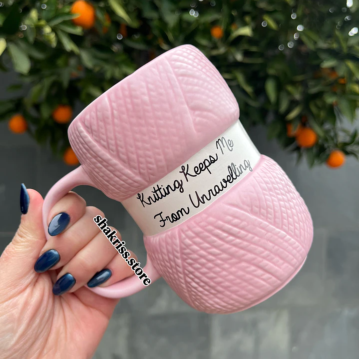 Taza Ovillo de Lana rosado  1