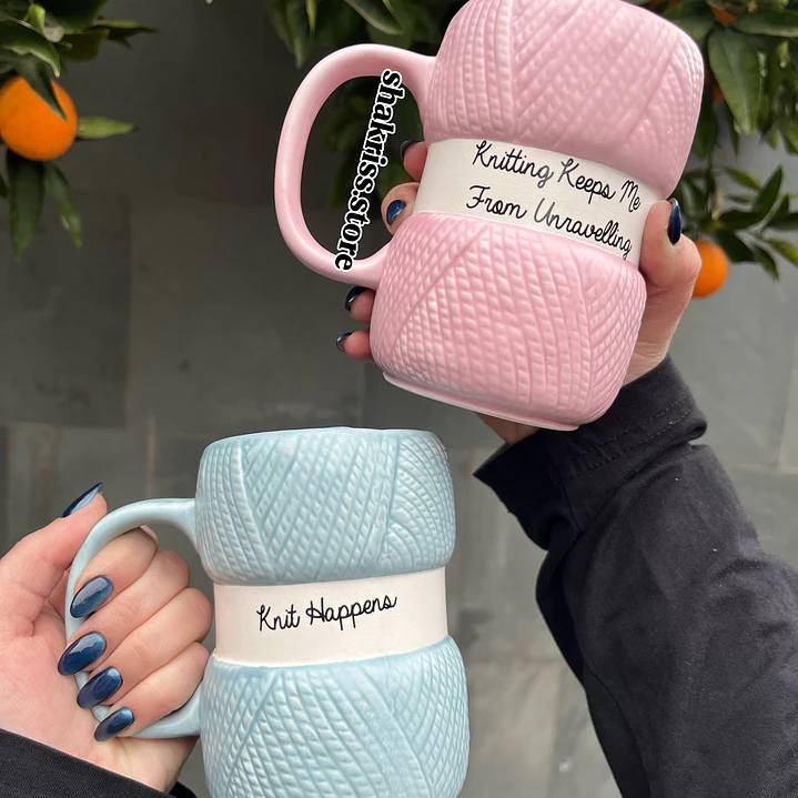 Taza Ovillo de Lana rosado  2