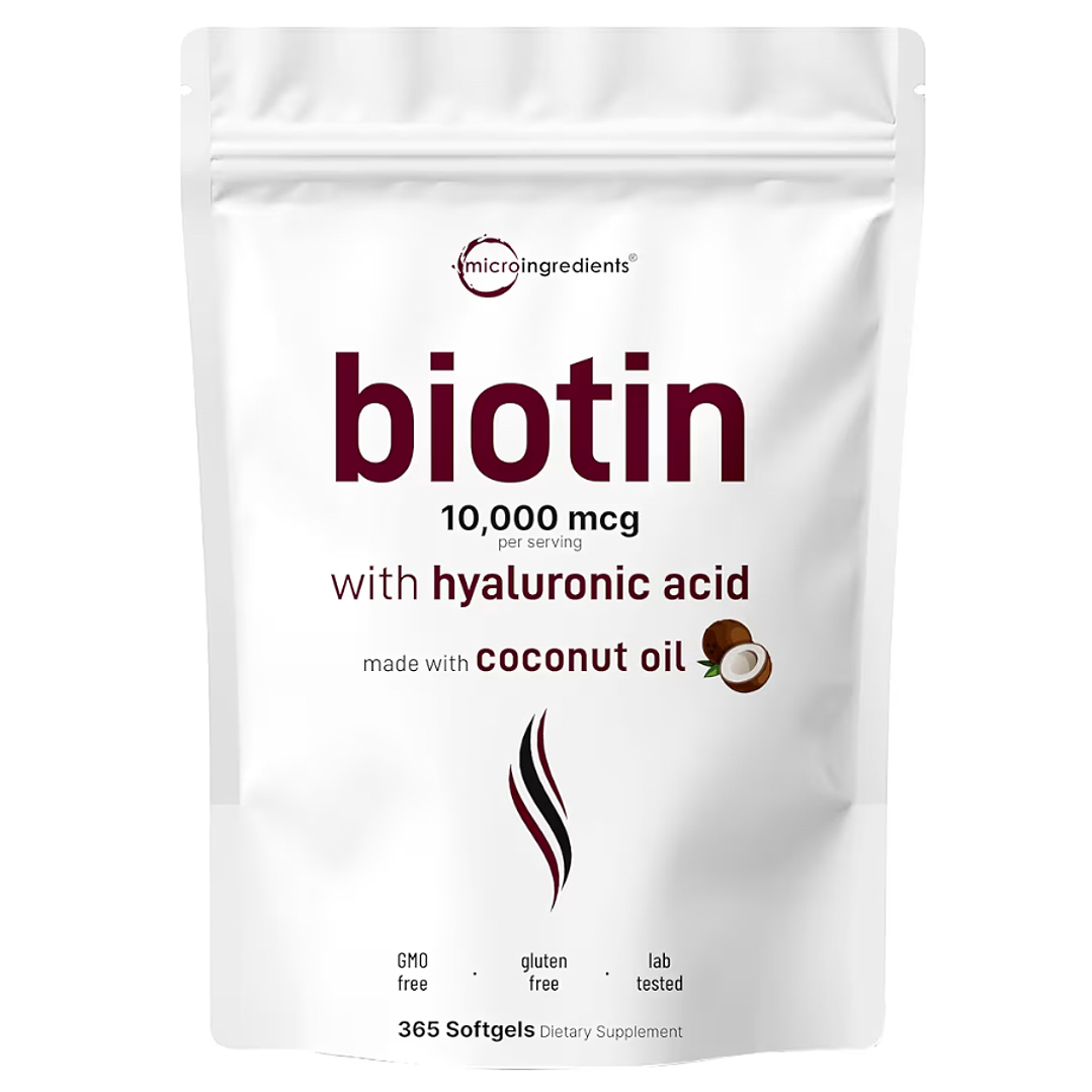 Biotina 10.000 mcg con acido hialuronico 365 softgels Microingredients 1
