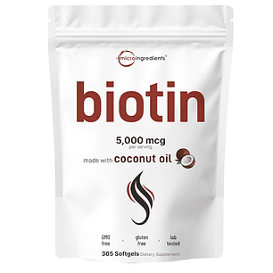 Biotina 5.000 mcg con acido hialuronico 365 softgels Microingredients