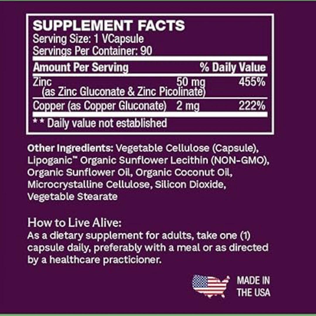 Zinc liposomal con cobre 90 capsulas Life Fortune 2