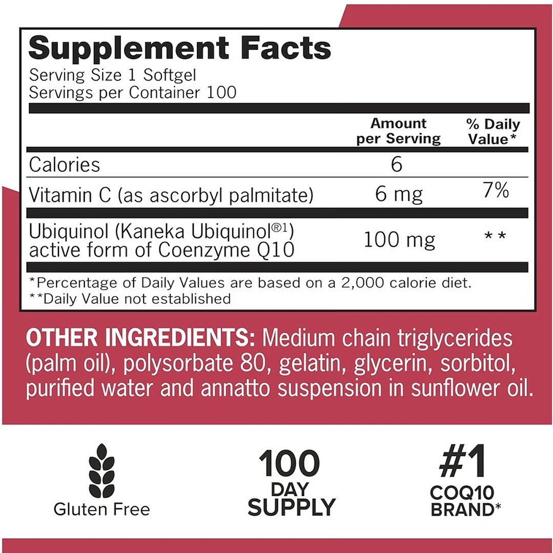 Ubiquinol 100 mg Qunol 100 softgels 2