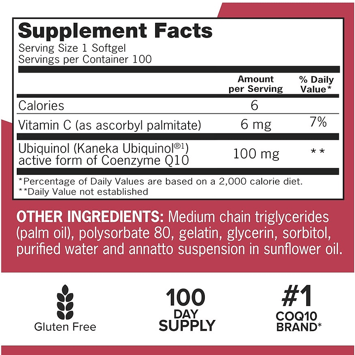 Ubiquinol 100 mg Qunol 100 softgels 2
