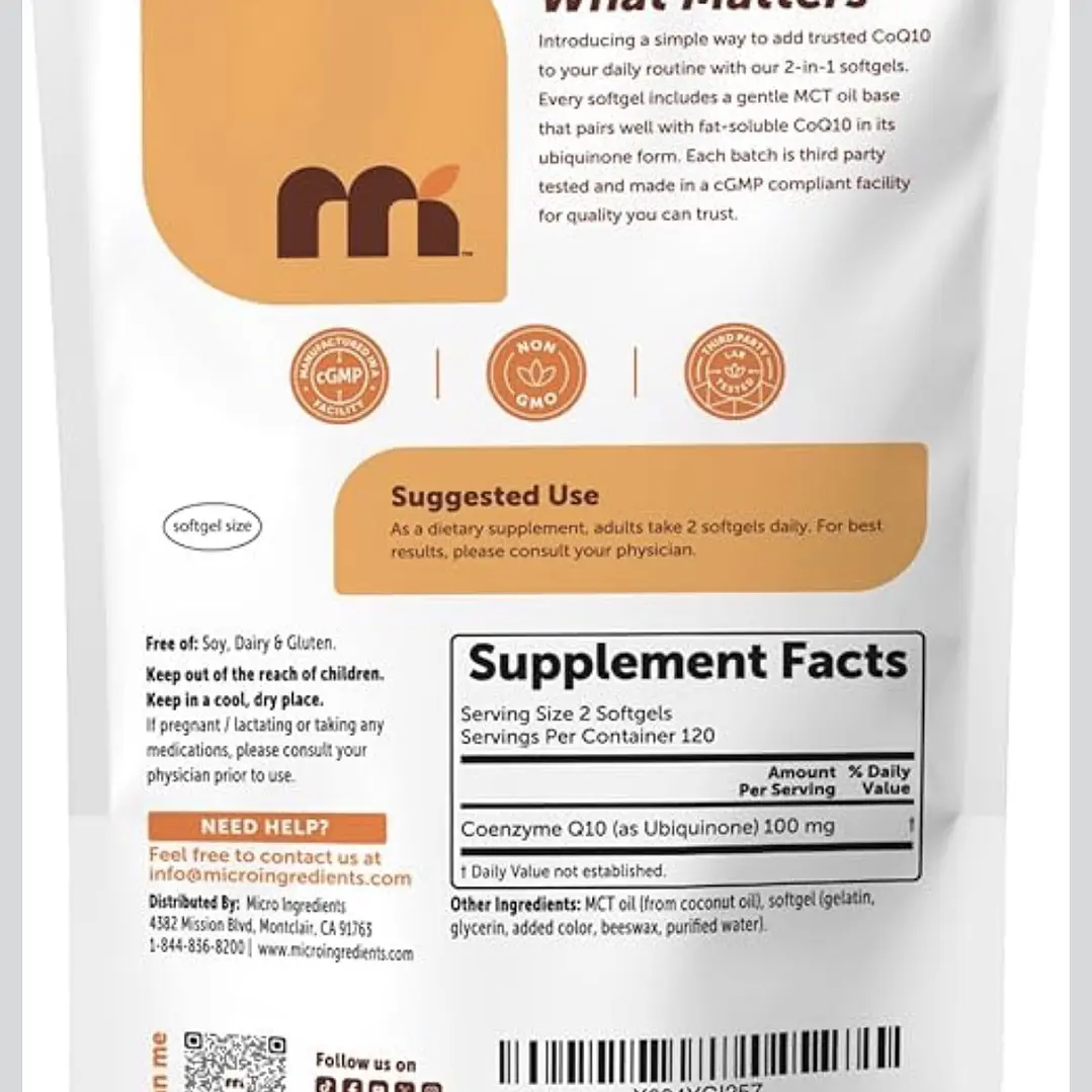 CoQ10 con MCT 100 mg Microingredients 240 softgels 3