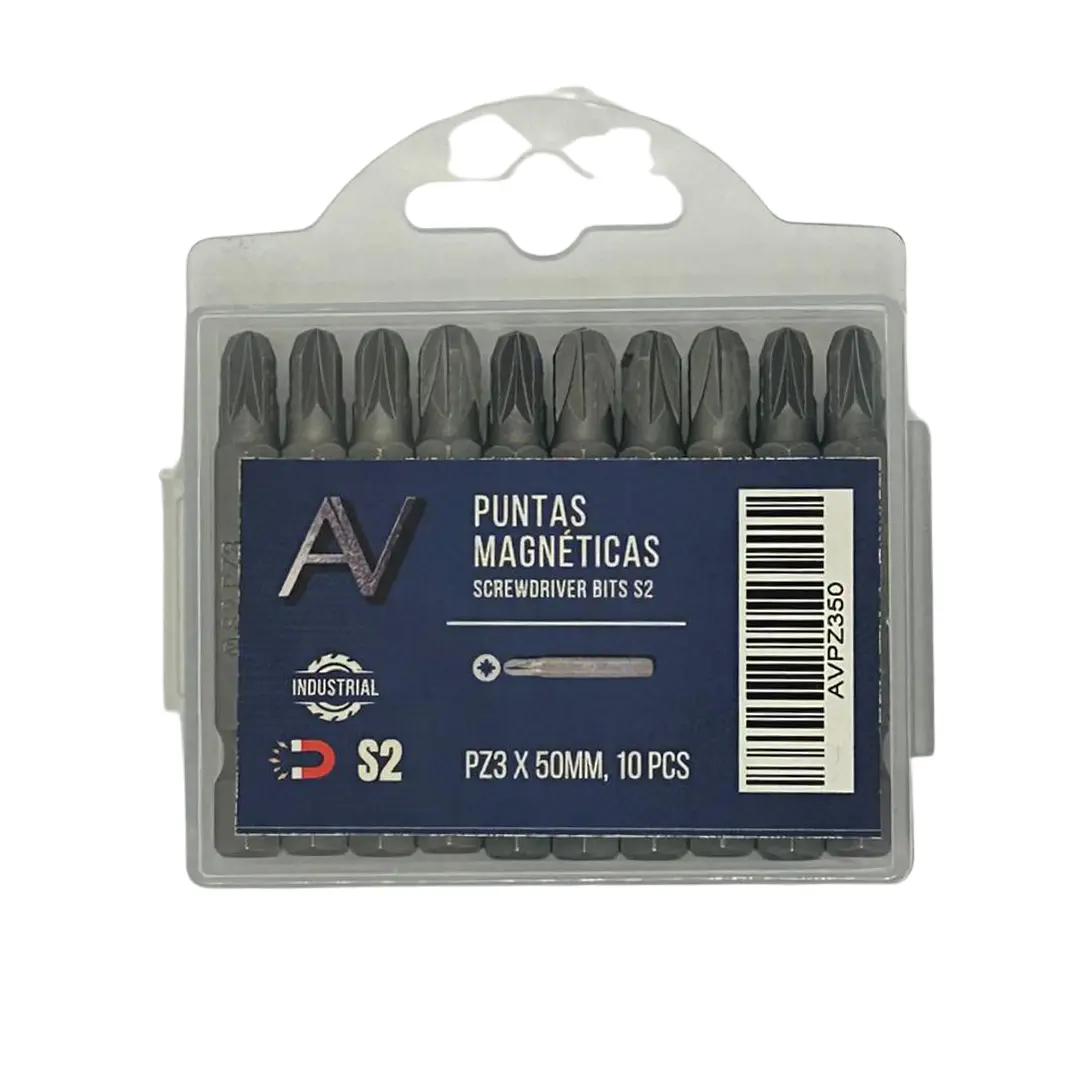 10 Puntas Magneticas AV Pz3 X 50mm Industrial Acero S2 4