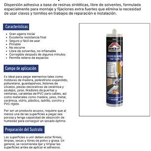 Adhesivo de Montaje Blanco No + Clavos 300ml Dencraft