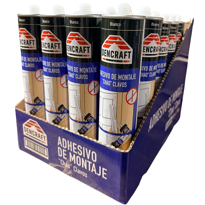 Adhesivo de Montaje Blanco No + Clavos 300ml Dencraft - Caja de 24 Und 1
