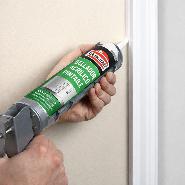 Silicona Pintable Blanca Sellador Acrilico 300ml Dencraft 2