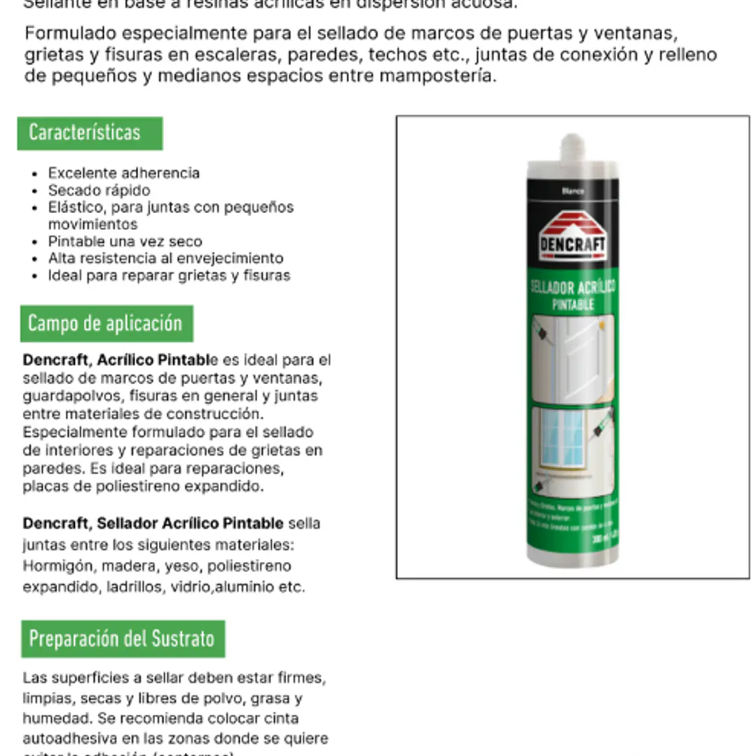 Silicona Pintable Blanca Sellador Acrilico 300ml Dencraft 3