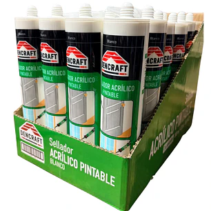 Silicona Pintable Blanca Sellador Acrilico 300ml Dencraft - Caja de 24 Und