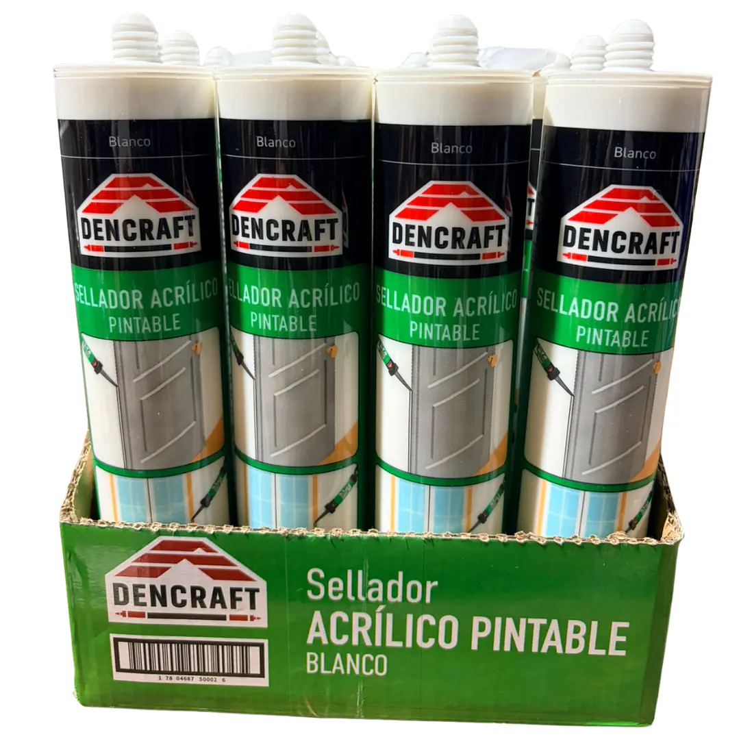 Silicona Pintable Blanca Sellador Acrilico 300ml Dencraft - Caja de 24 Und 3
