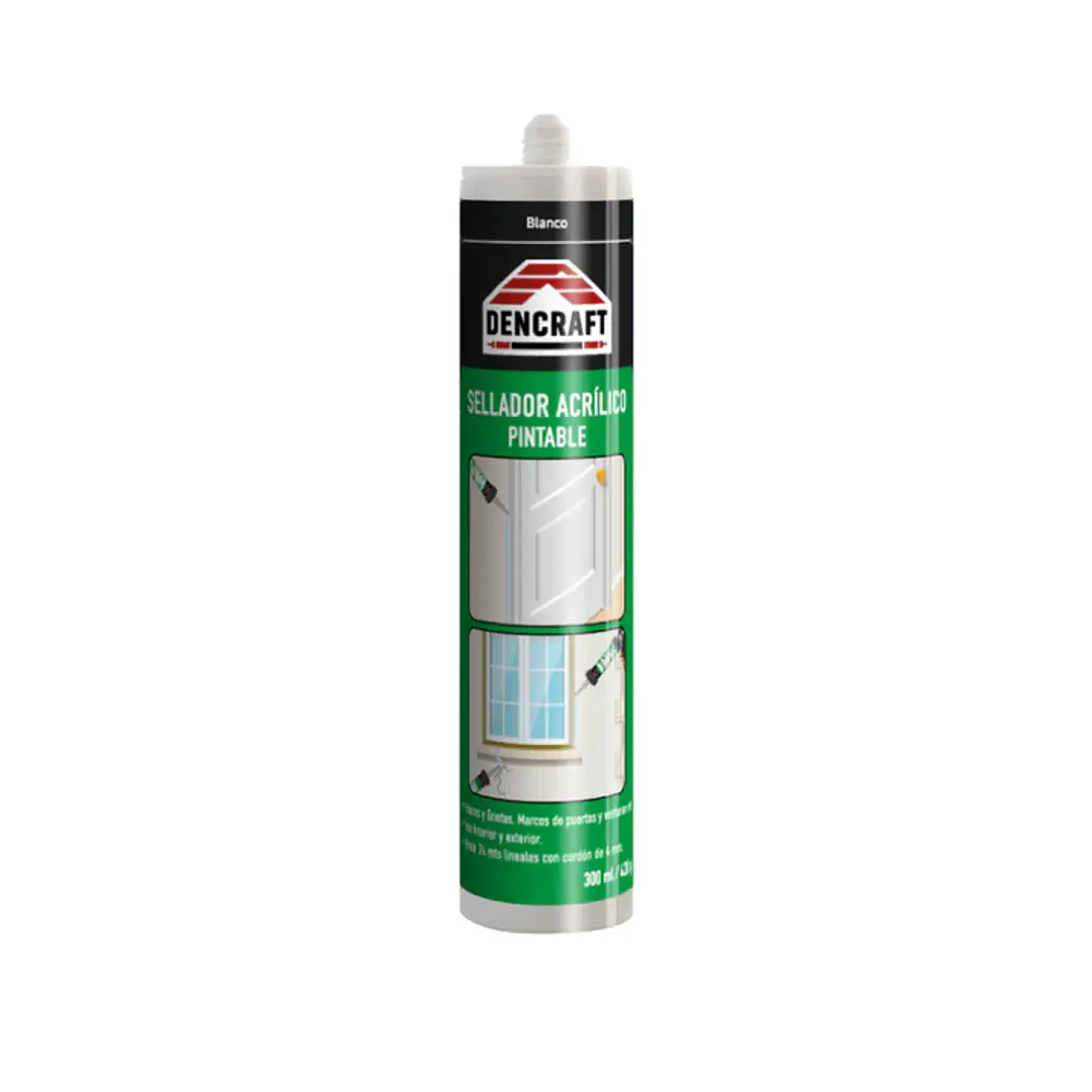 Silicona Pintable Blanca Sellador Acrilico 300ml Dencraft - Caja de 24 Und 4