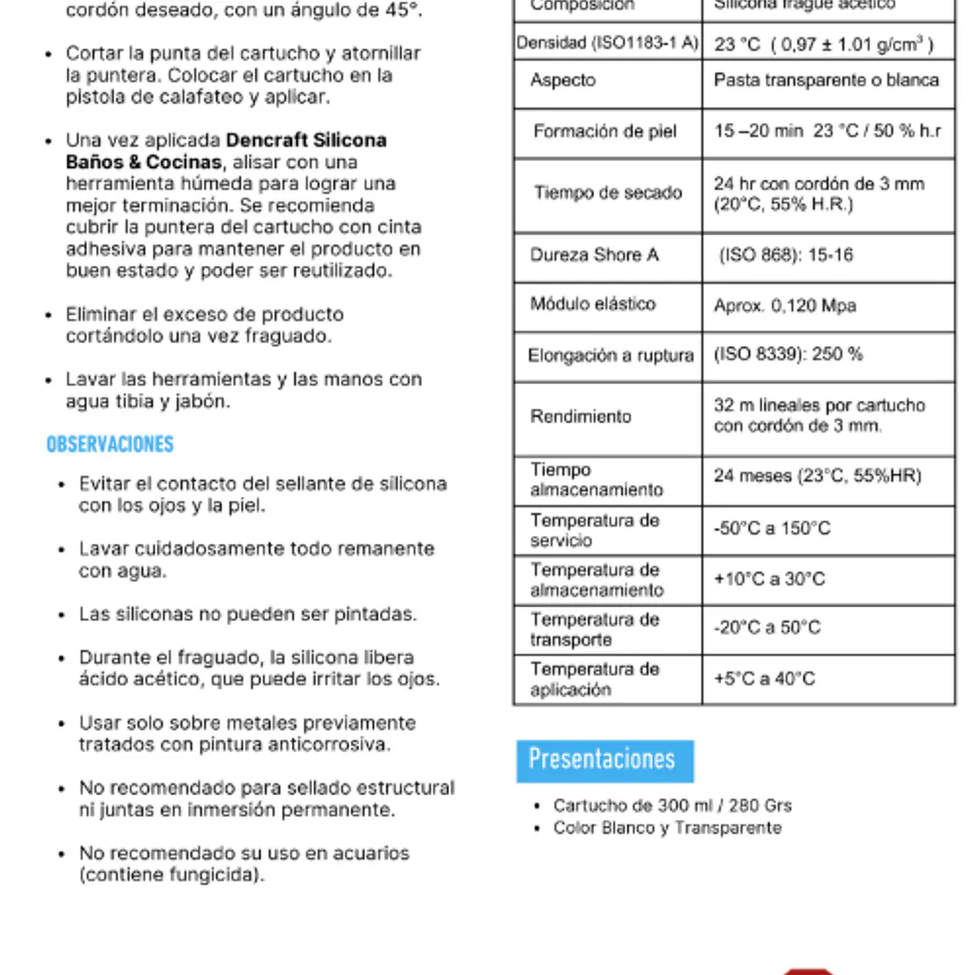 Silicona Acetica Fungicida Bano y Cocina 300ml Transparente Dencraft 4