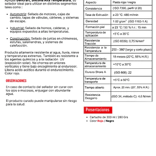 SILICONA DE ALTA TEMPERATURA 380°C ROJA 300 ML DENCRAFT