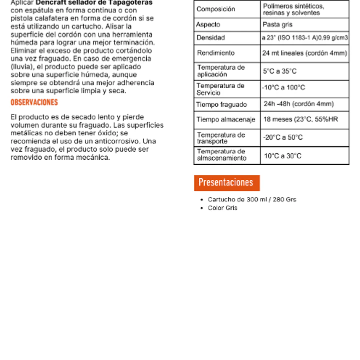 SELLADOR DE GOTERAS TAPAGOTERAS 300ML DENCRAFT 3