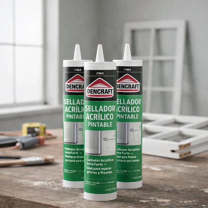 Pack de 6 Und Silicona Pintable Sellador Acrilico 300ml Dencraft 3