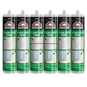 Pack de 6 Und Silicona Pintable Sellador Acrilico 300ml Dencraft