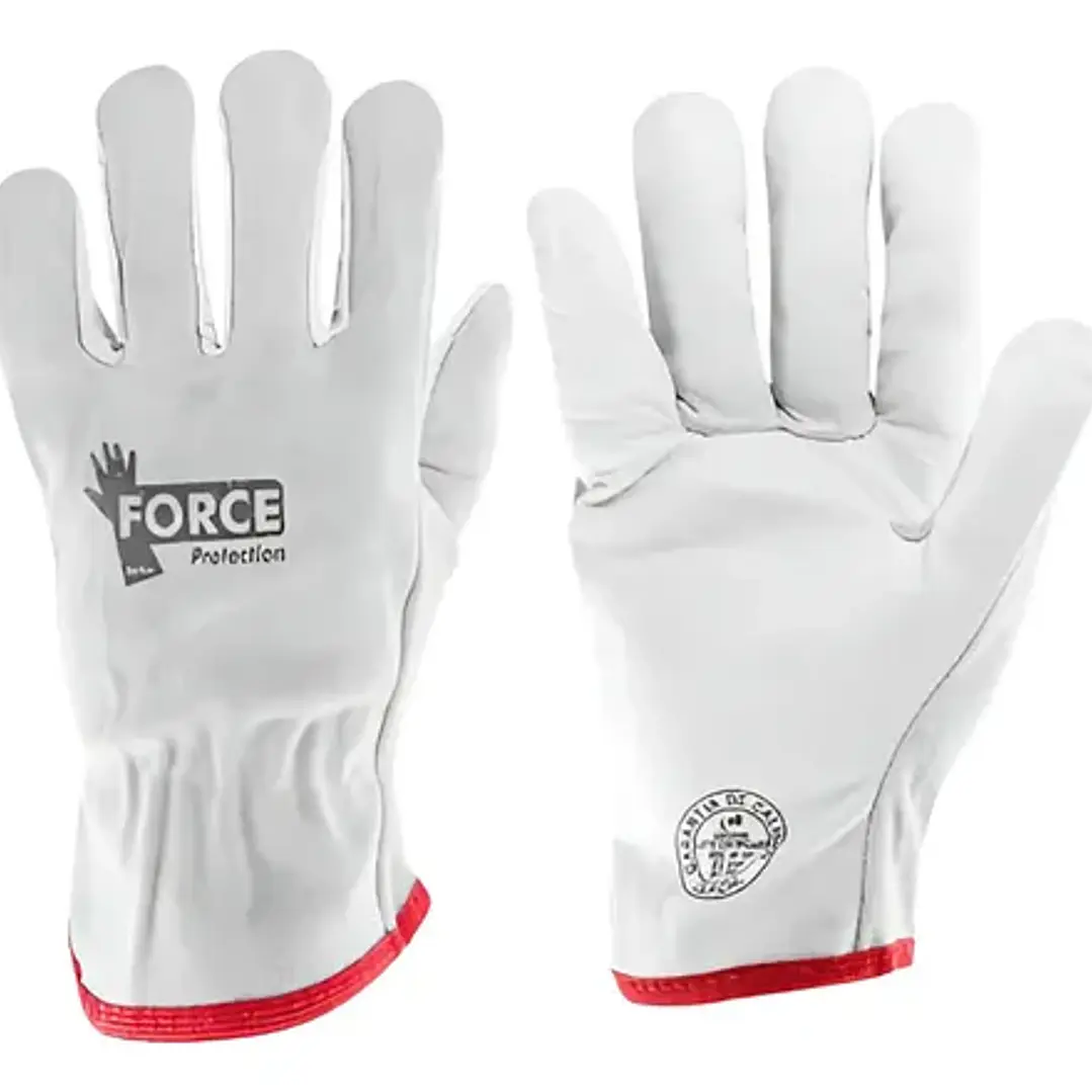 Guantes de Cabritilla FORCE Sin Forro Pack 1 Par Blanco Certificados 4