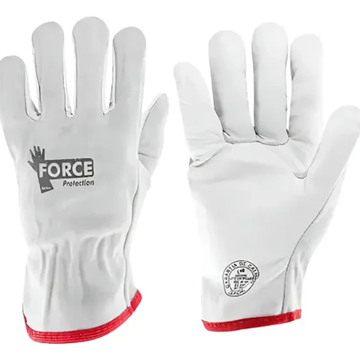 Guantes de Cabritilla FORCE Sin Forro Pack 1 Par Blanco Certificados 4