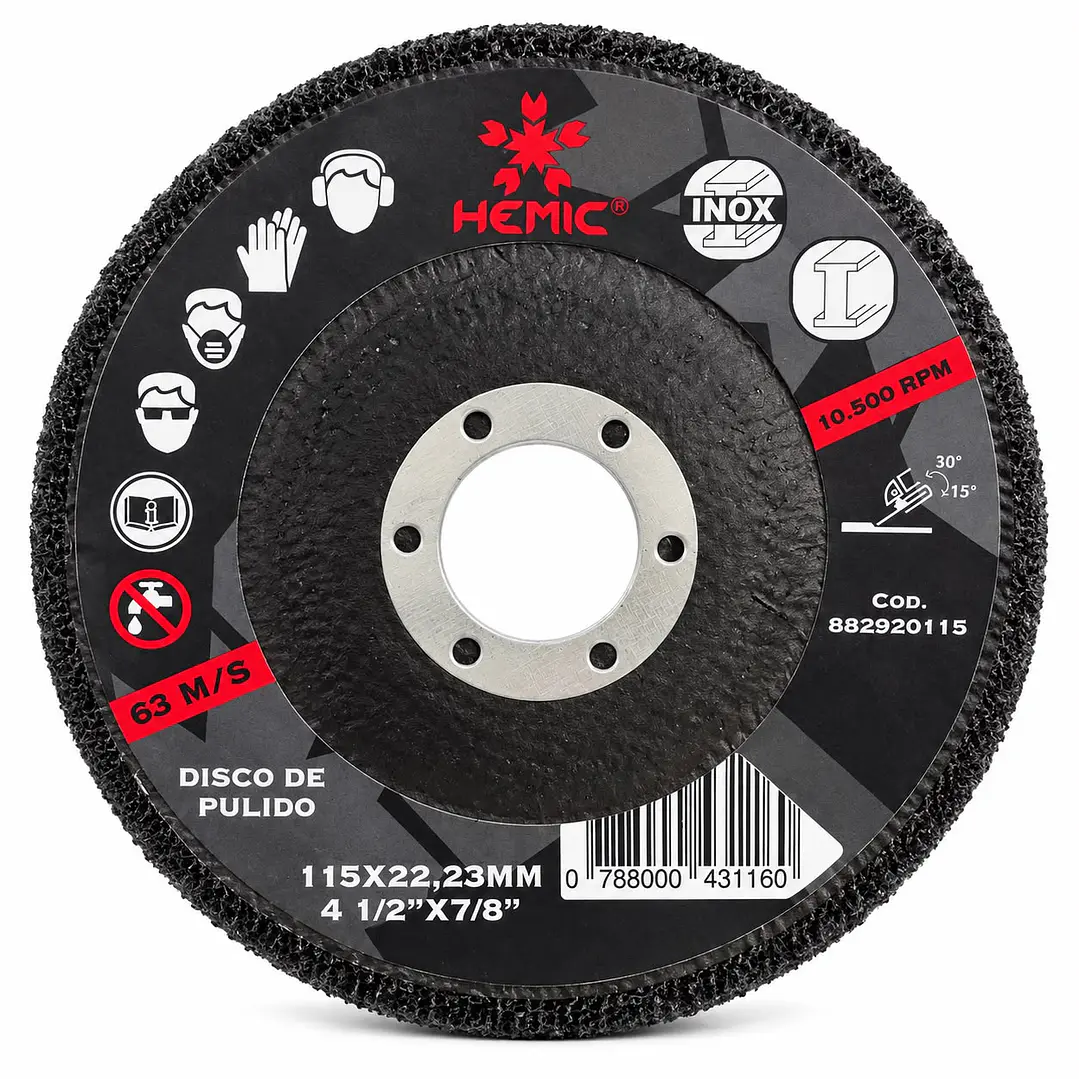 DISCO DE PULIDO METAL/INOX 4 1/2 HEMIC 1
