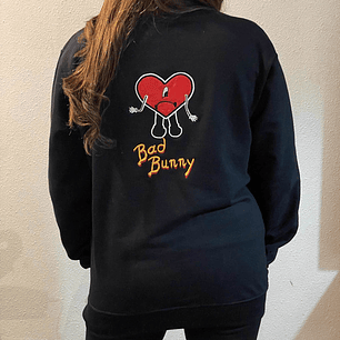 Poleron Bad Bunny Bordado Negro
