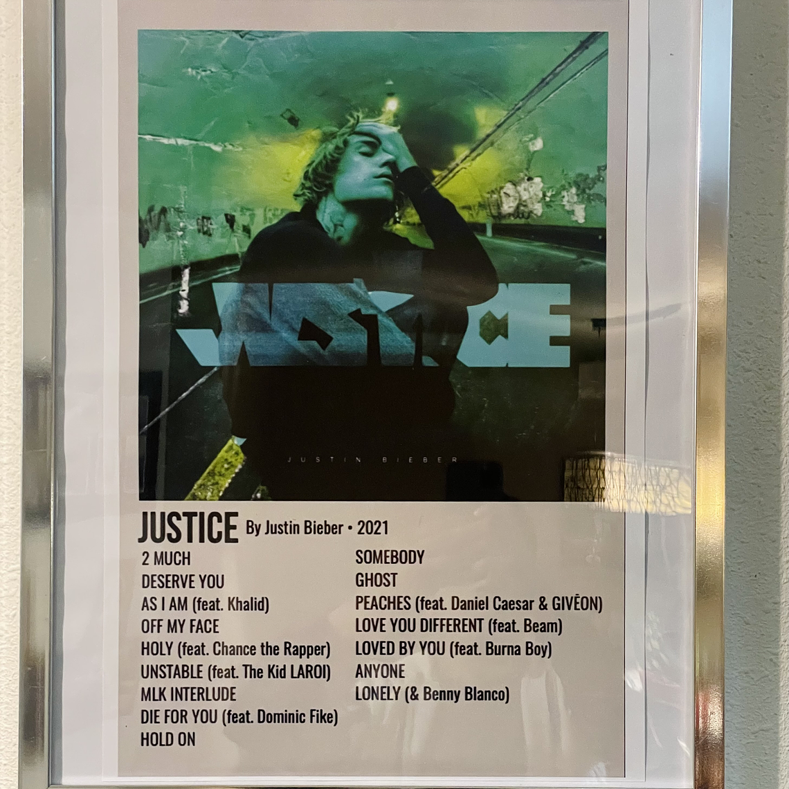 POSTER JUSTIN BIEBER CUADRO DE 50X40CM 1