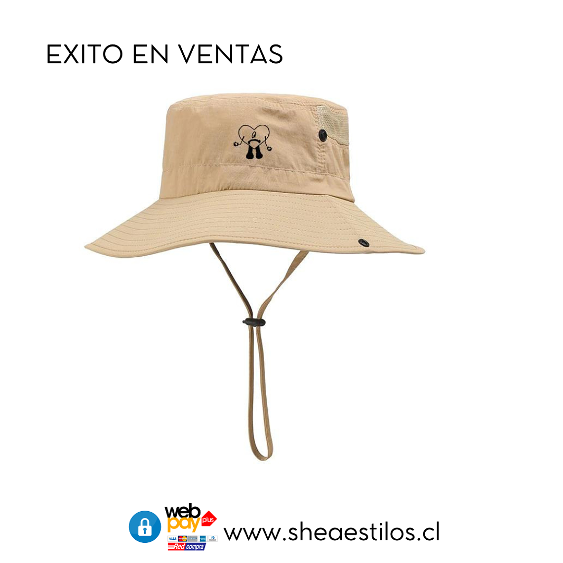 Sombrero Bad Bunny Corazon Bordado  1