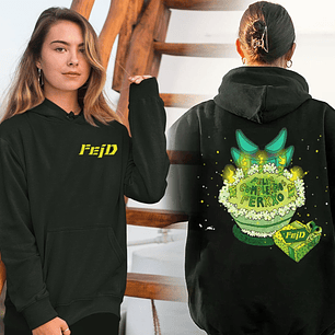 Hoodie Poleron Estampado Negro 