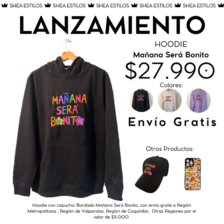 HOODIE MAÑANA SERÁ BONITO KAROL G BORDADO  2