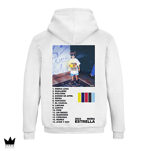 Hoodie Blanco Estampado Album Mora Estrella 