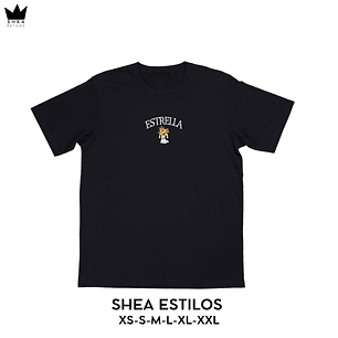 POLERA NEGRA OVERSIZE ESTAMPADA ESTRELLA MORA LUNA O ESTRELLA
