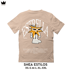 POLERA BEIGE OVERSIZE ESTAMPADA ESTRELLA MORA LUNA O ESTRELLA 