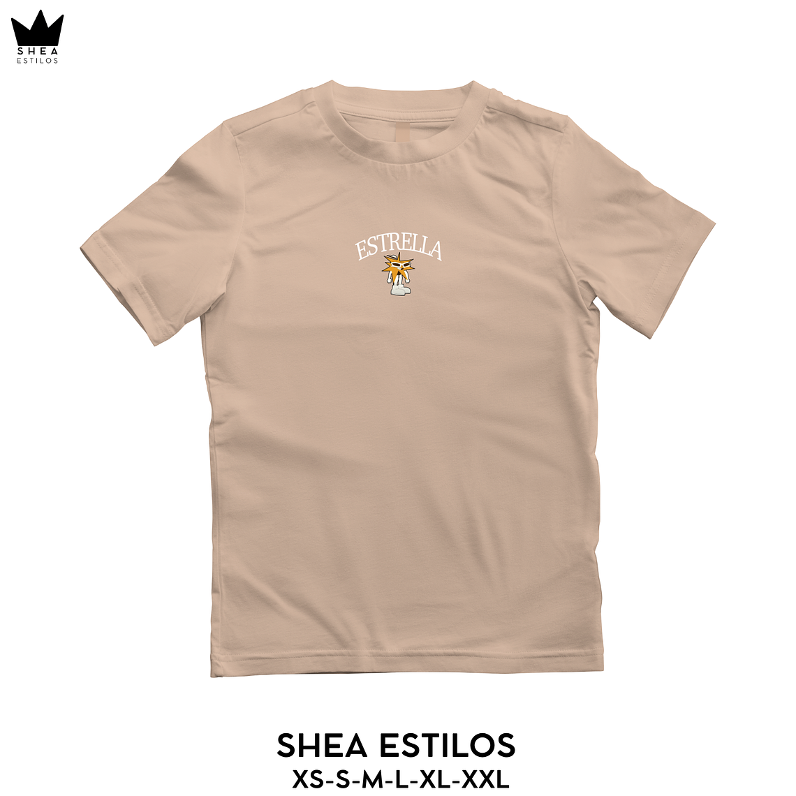 POLERA BEIGE OVERSIZE ESTAMPADA ESTRELLA MORA LUNA O ESTRELLA  3