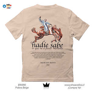Polera  Nadie Sabe Lo que va pasar Mañana Biege Album