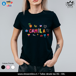 Polera Con tu nombre con diseño de letra de la Bichota 