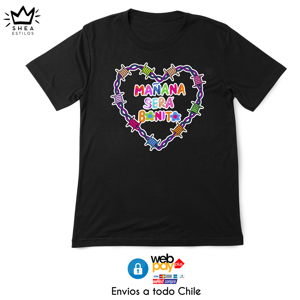 Polera Mañana Será Bonito Karol G Corazon espinas (Polera Fit, Polera Oversize, Polera Cropped)-  1